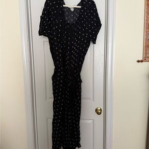 LOFT Blue and White Patterned Jumpsuit